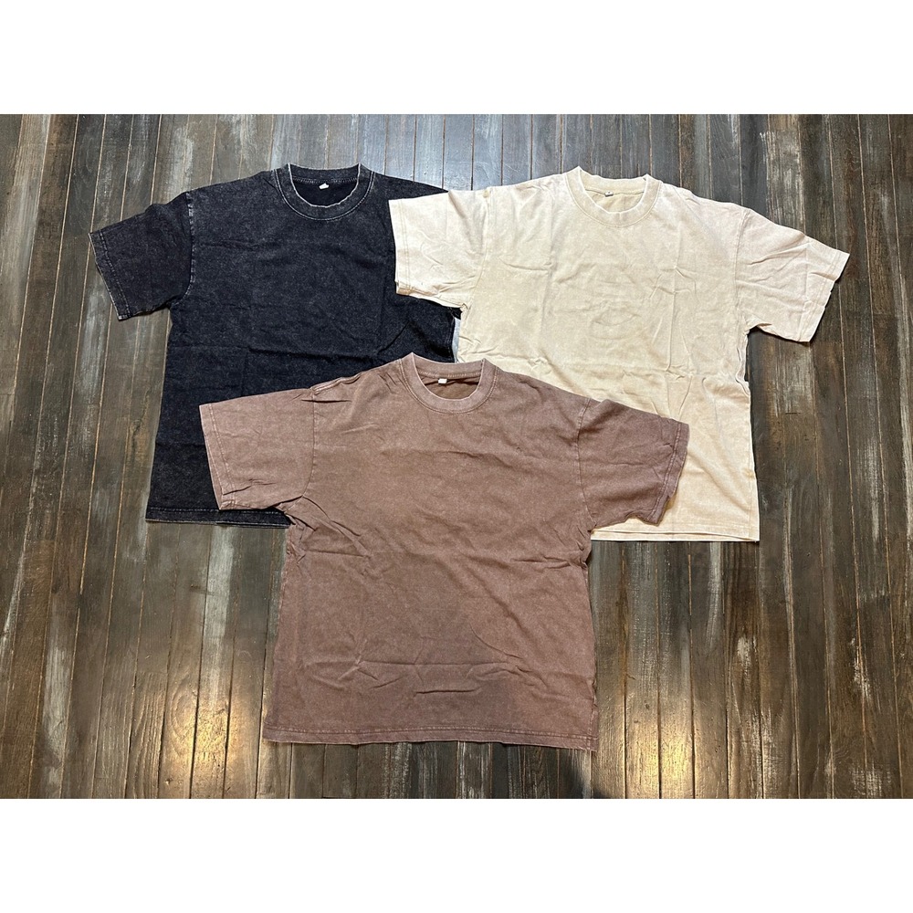 Lot of 3 Mineral Wash Oversized T-Shirts Neutral Earth Tones Streetwear Basics